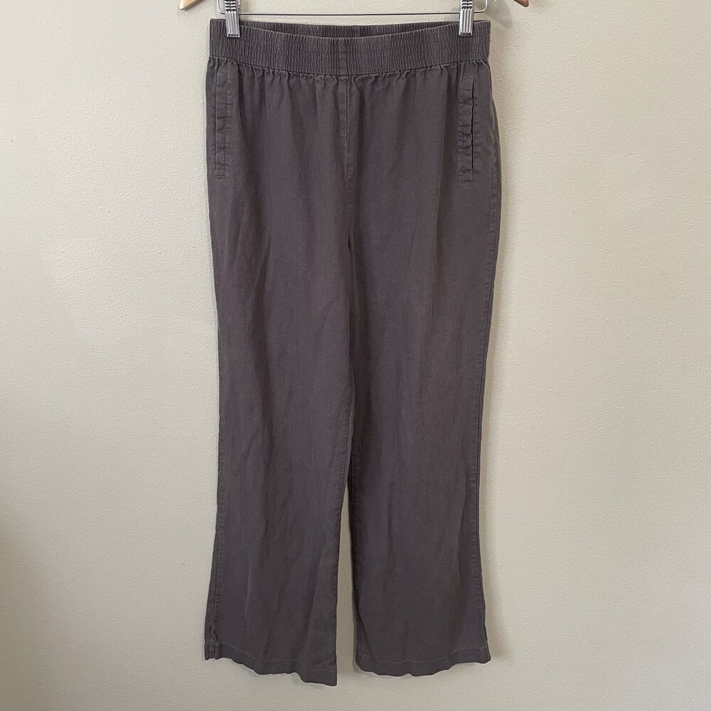 Jules & Leopold Linen Pants Women's M Grey Beach Coastal Leisure Minimalist